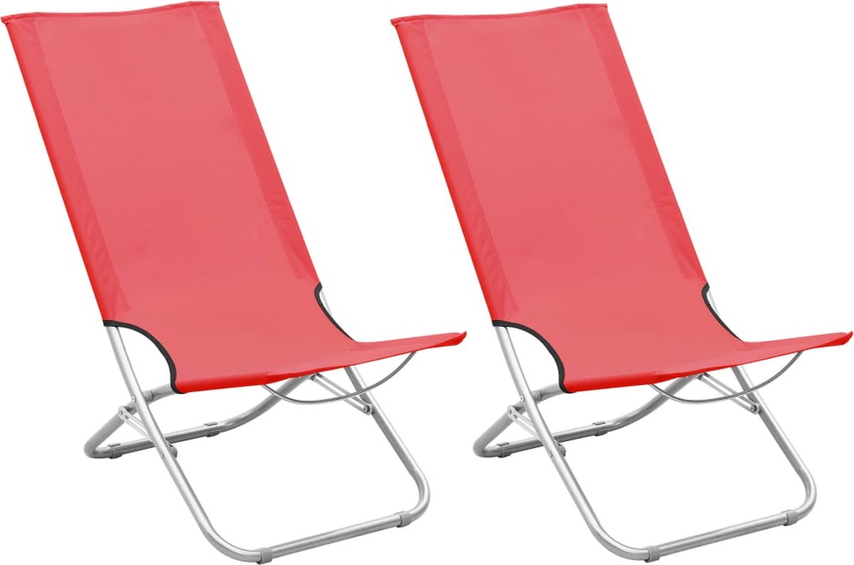 Vidaxl Strandstoelen 2 St Inklapbaar Stof - Rojo