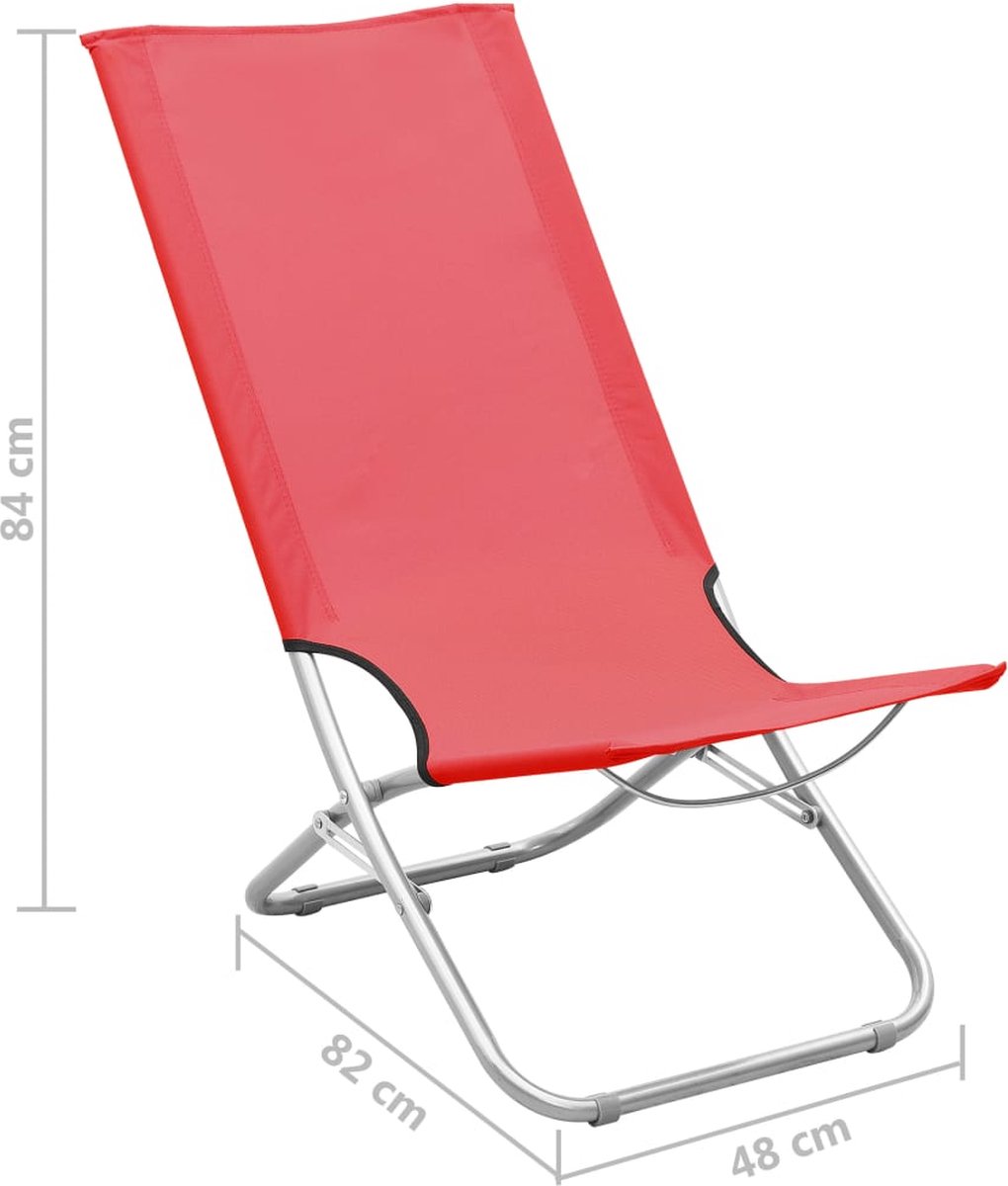 Vidaxl Strandstoelen 2 St Inklapbaar Stof - Rood