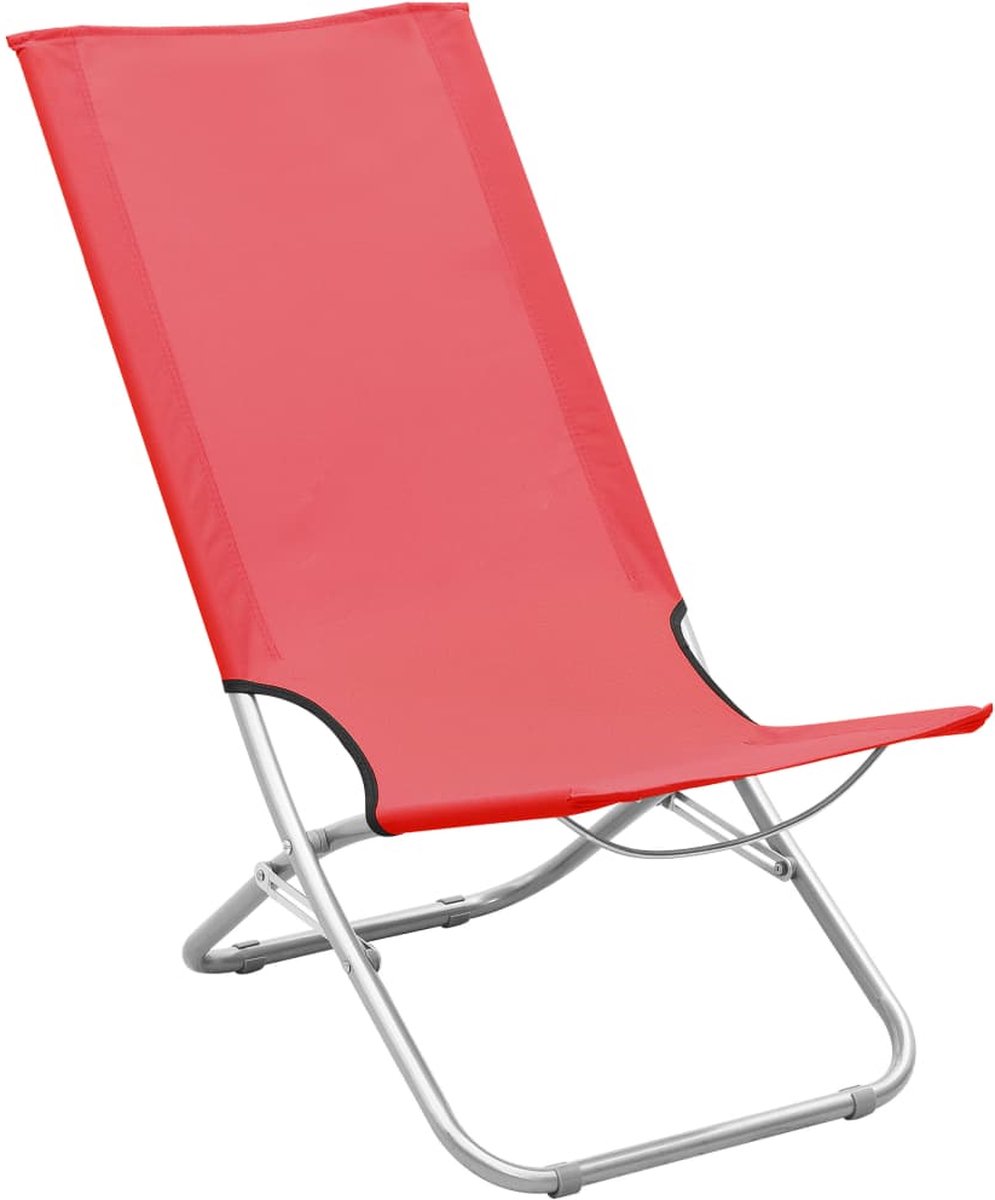 Vidaxl Strandstoelen 2 St Inklapbaar Stof - Rood