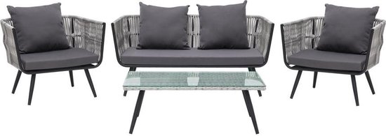 Beliani Ragusa Loungeset Pe Rotan 69 X 156 Cm - Gris