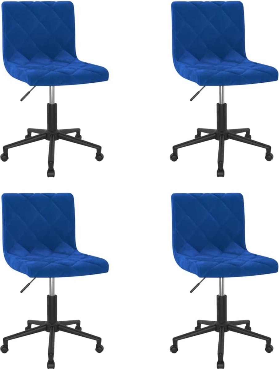 Vidaxl Eetkamerstoelen Draaibaar 4 St Fluweel - Blauw