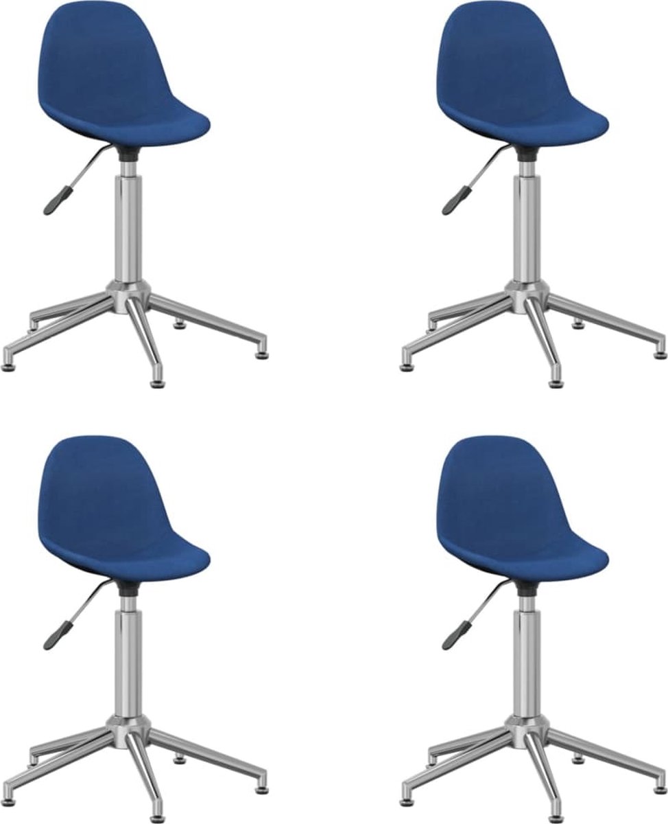 Vidaxl Eetkamerstoelen Draaibaar 4 St Stof - Blauw