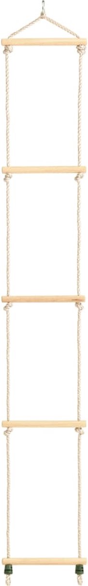 Vidaxl Touwladder 30x168 Cm Massief Hout En Pe - Bruin