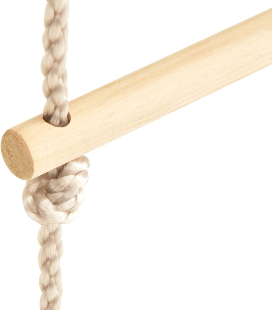 Vidaxl Touwladder 30x168 Cm Massief Hout En Pe - Bruin