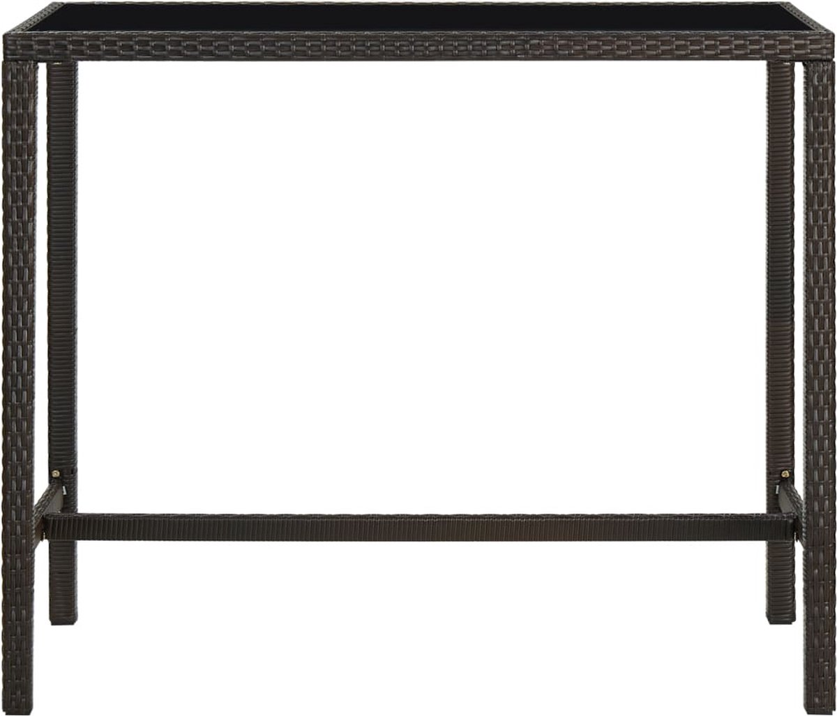 Vidaxl Tuinbartafel 130x60x110 Cm Poly Rattan En Glas - Bruin
