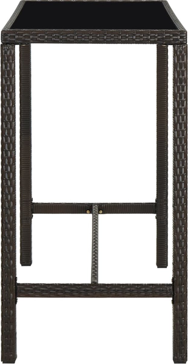 Vidaxl Tuinbartafel 130x60x110 Cm Poly Rattan En Glas - Bruin