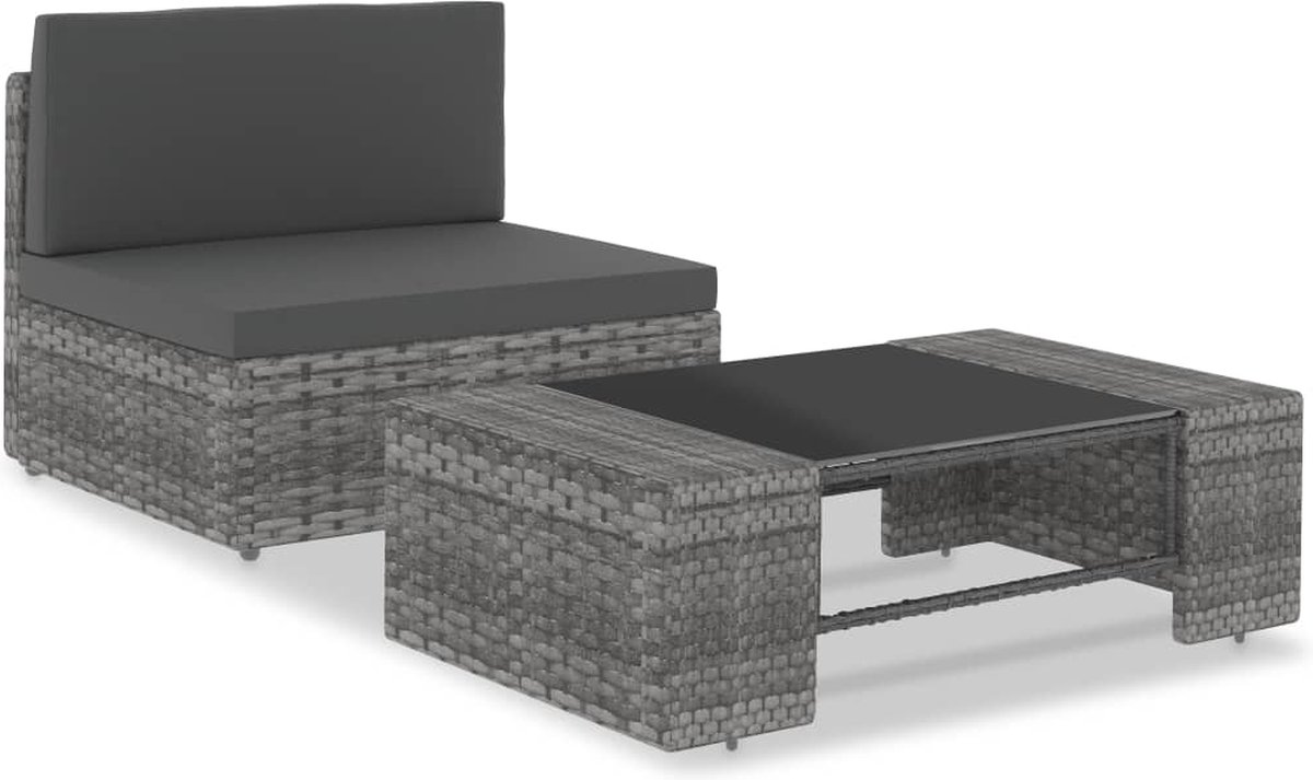 Vidaxl 2-delige Loungeset Poly Rattan - Gris