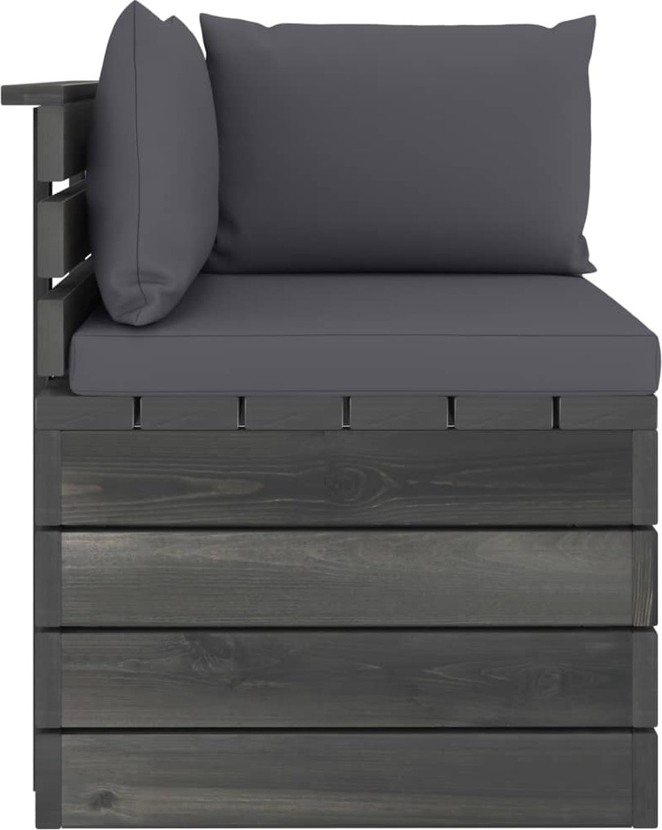 Vidaxl Tuinhoekbank Met Kussens Pallet Grenenhout - Grijs