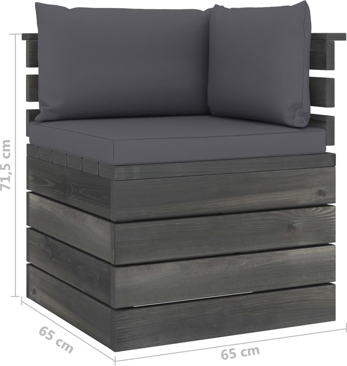 Vidaxl Tuinhoekbank Met Kussens Pallet Grenenhout - Grijs