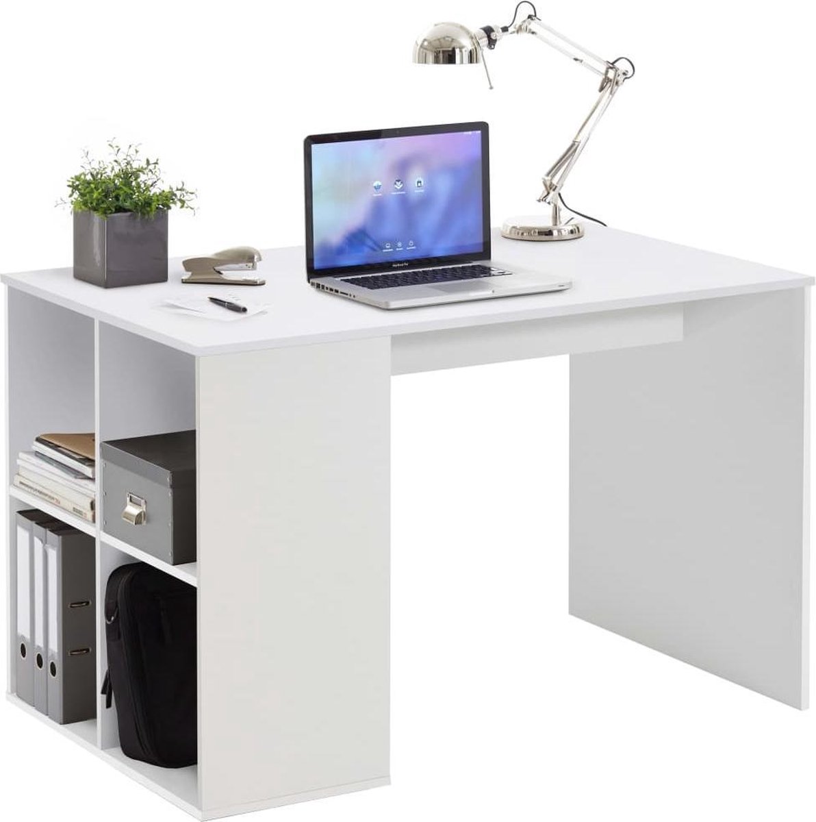 Fmd Bureau Met Zijschappen 117x72,9x73,5 Cm - Wit