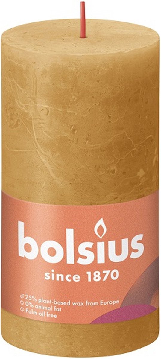 Bolsius Stompkaarsen Shine 6 St Rustiek 130x68 Mm Honing - Geel
