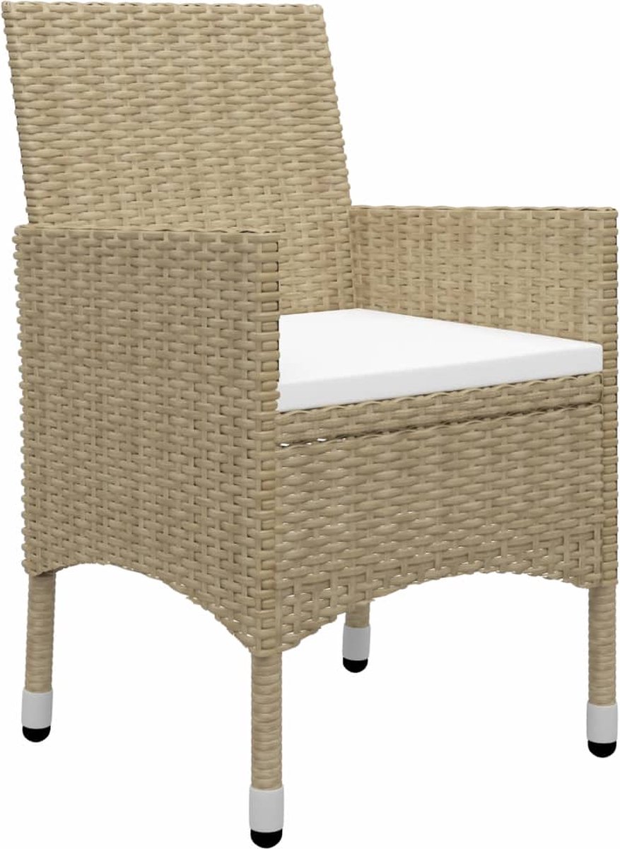 Vidaxl 3-delige Bistroset Poly Rattan En Gehard Glas - Beige
