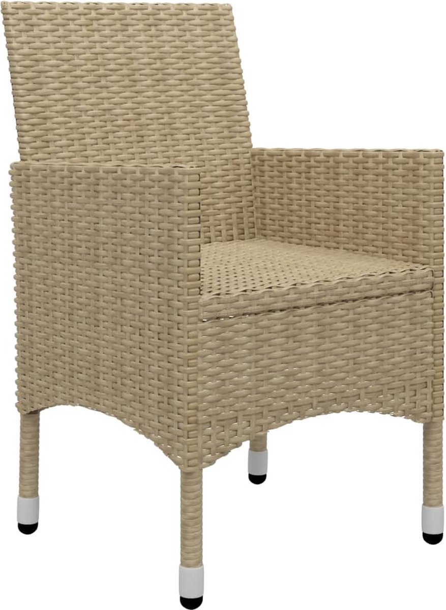Vidaxl 3-delige Bistroset Poly Rattan En Gehard Glas - Beige