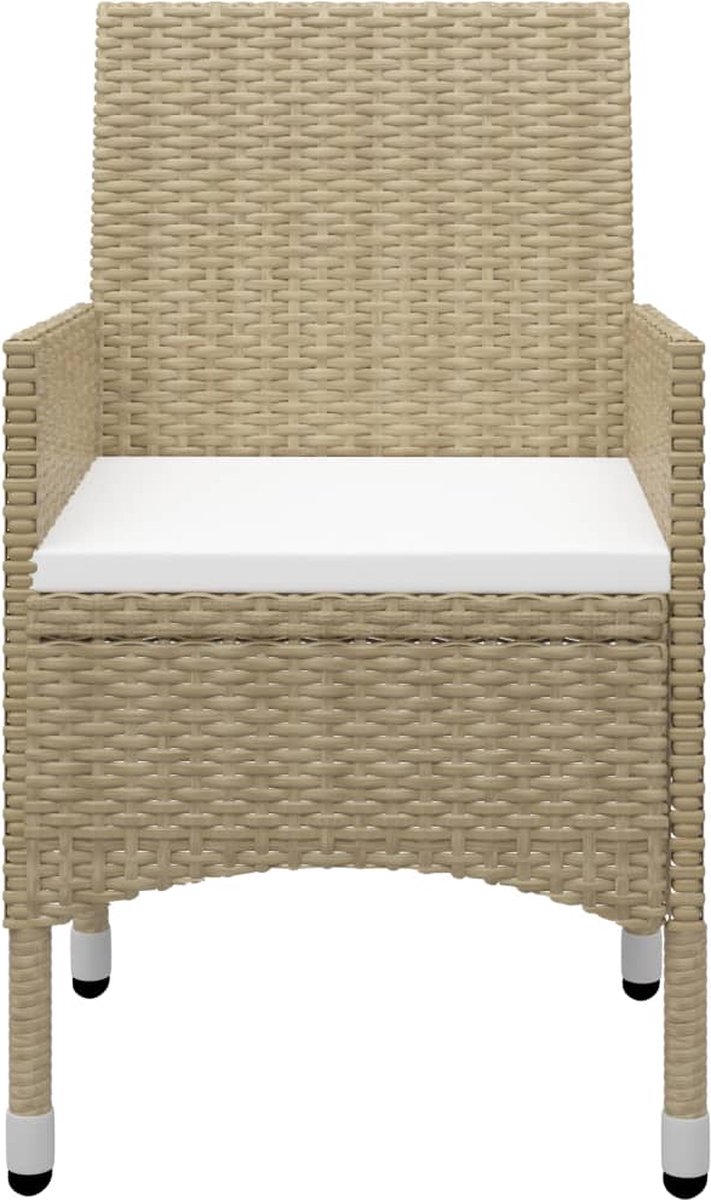 Vidaxl 3-delige Bistroset Poly Rattan En Gehard Glas - Beige