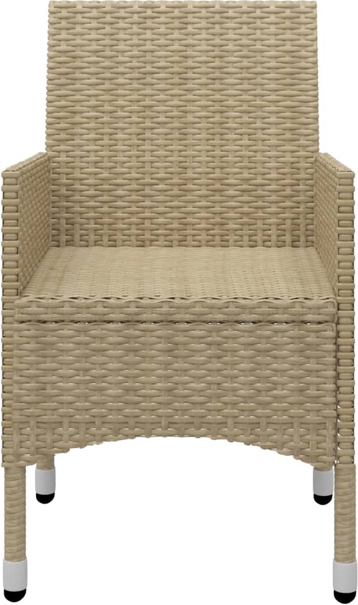 Vidaxl 3-delige Bistroset Poly Rattan En Gehard Glas - Beige