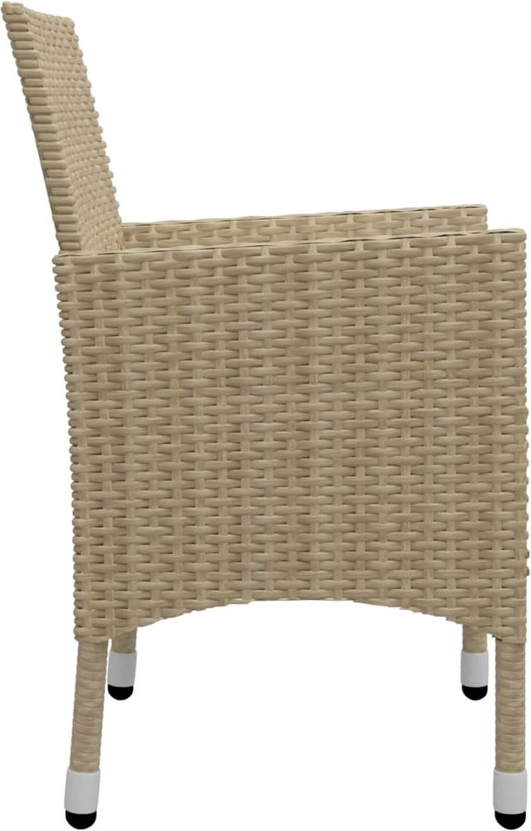 Vidaxl 3-delige Bistroset Poly Rattan En Gehard Glas - Beige