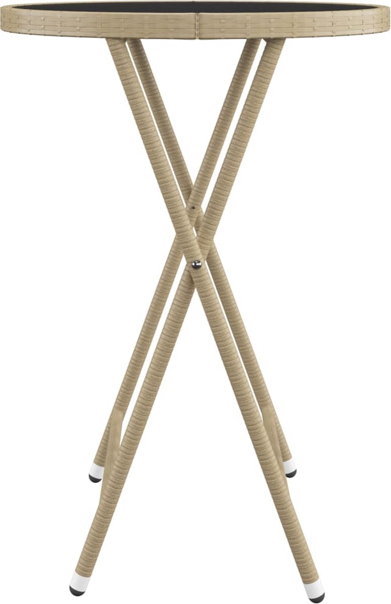 Vidaxl 3-delige Bistroset Poly Rattan En Gehard Glas - Beige