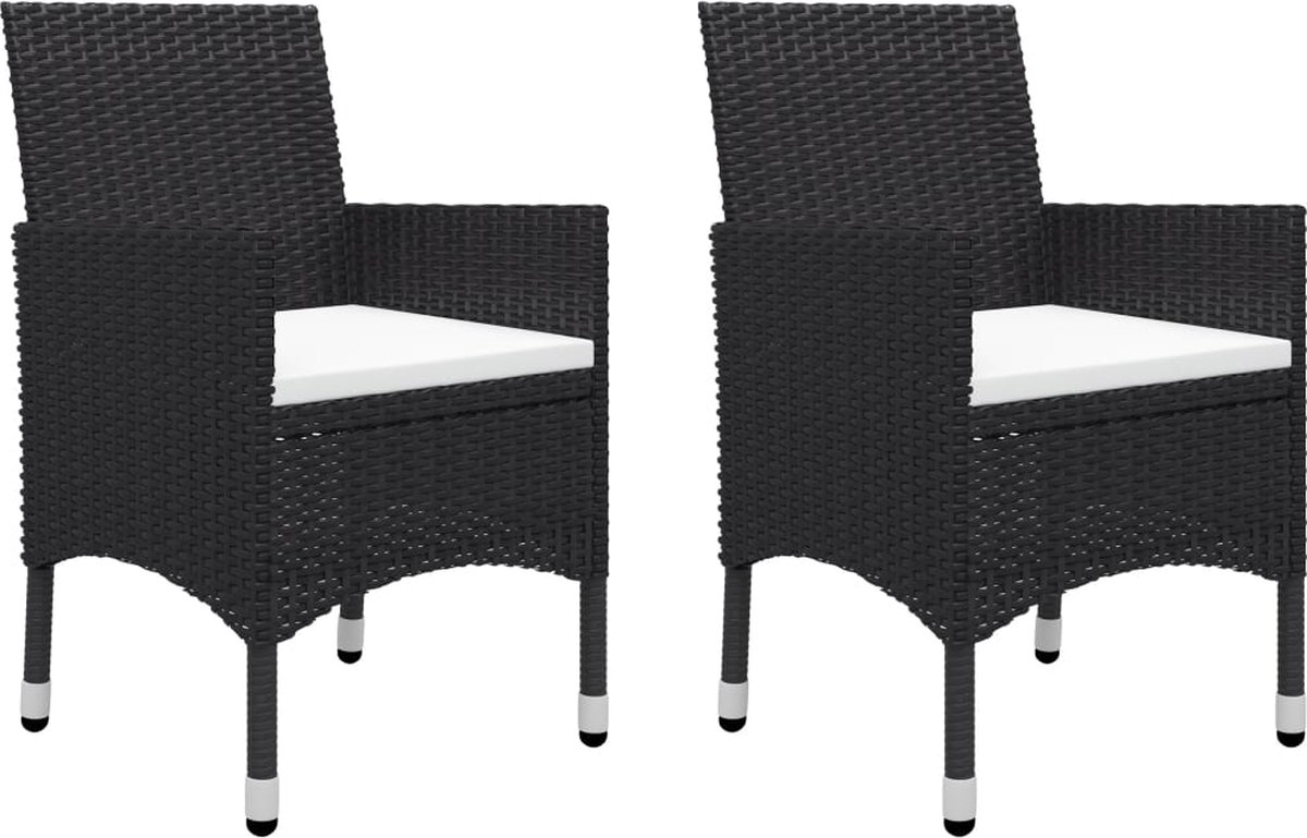 Vidaxl 3-delige Bistroset Poly Rattan En Acaciahout - Zwart