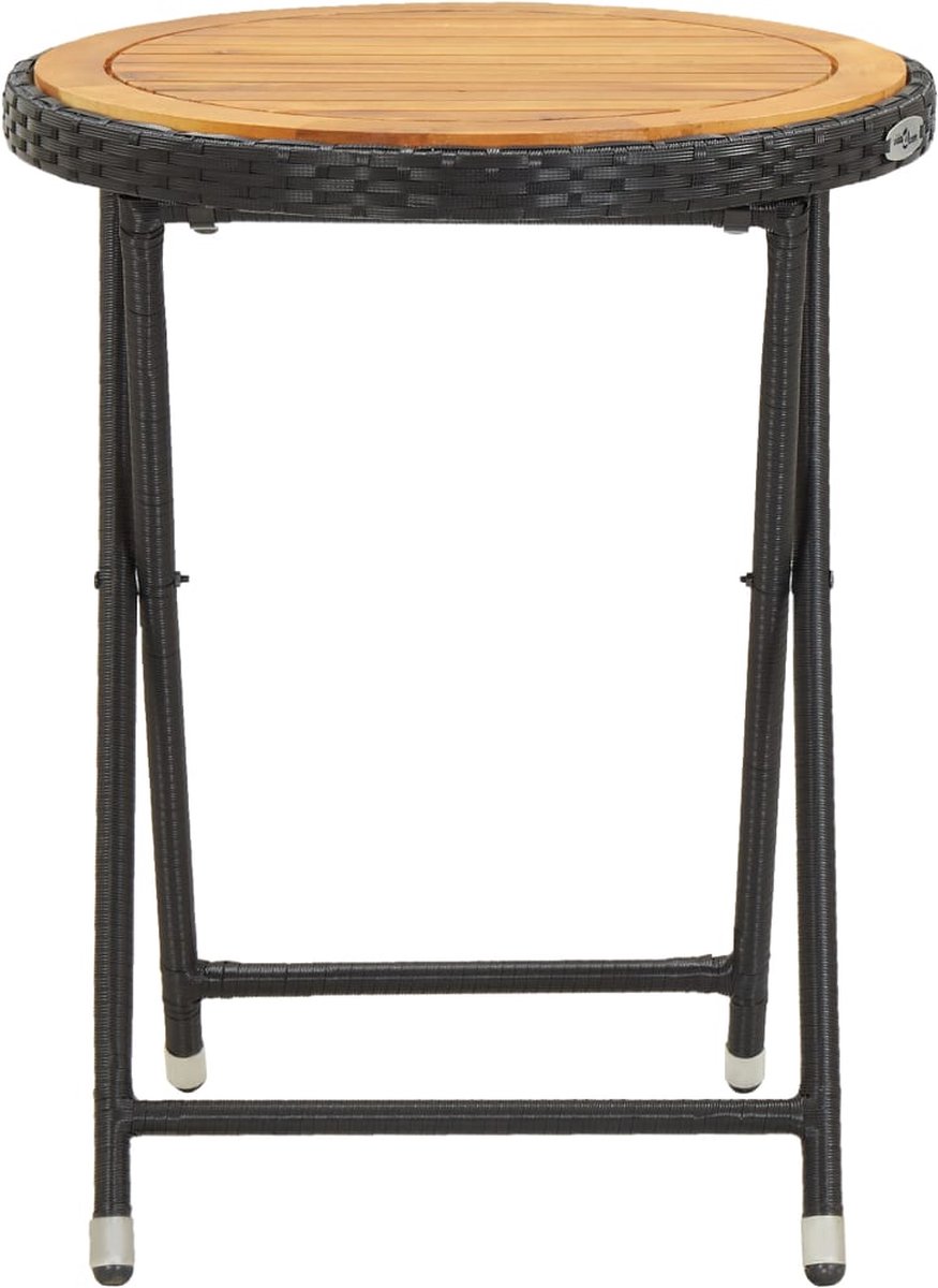 Vidaxl 3-delige Bistroset Poly Rattan En Acaciahout - Zwart