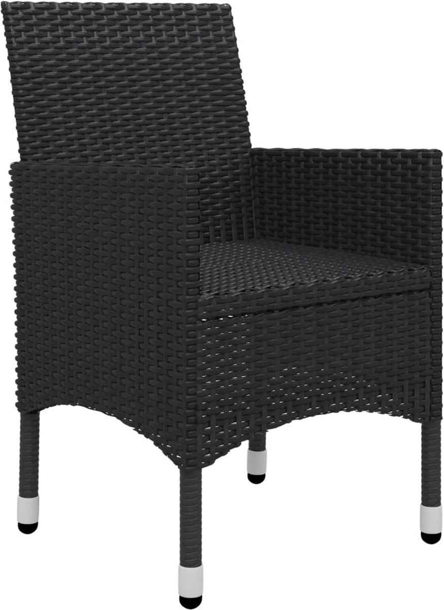 Vidaxl 3-delige Bistroset Poly Rattan En Acaciahout - Zwart