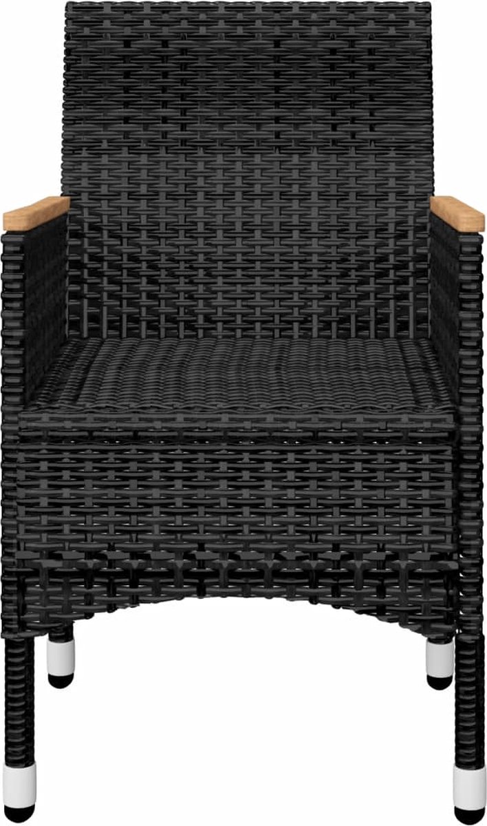 Vidaxl 3-delige Bistroset Poly Rattan En Acaciahout - Zwart
