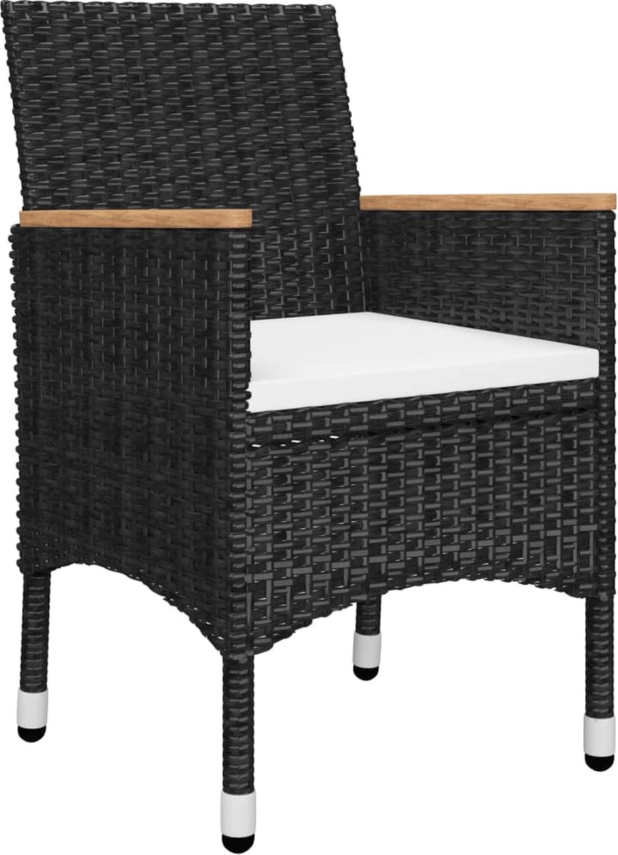 Vidaxl 3-delige Bistroset Poly Rattan En Acaciahout - Zwart