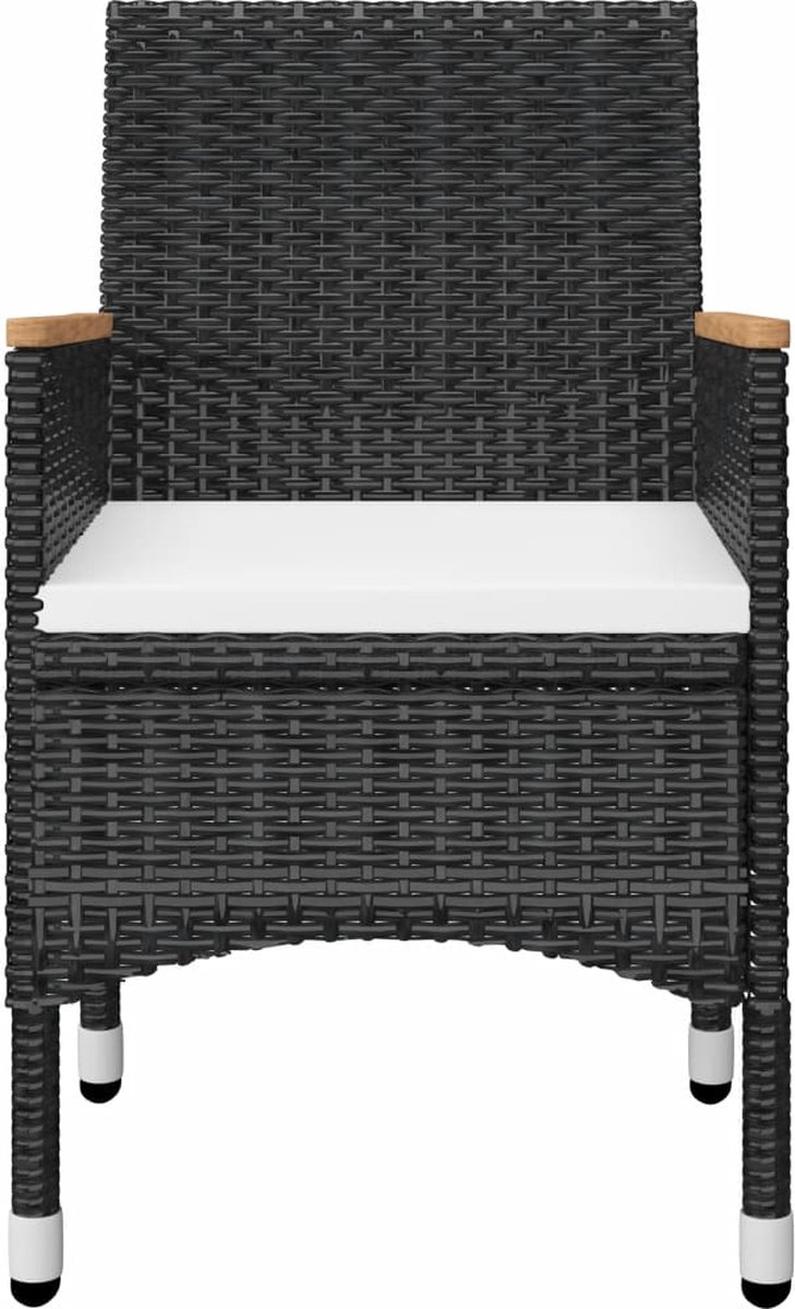 Vidaxl 3-delige Bistroset Poly Rattan En Acaciahout - Zwart
