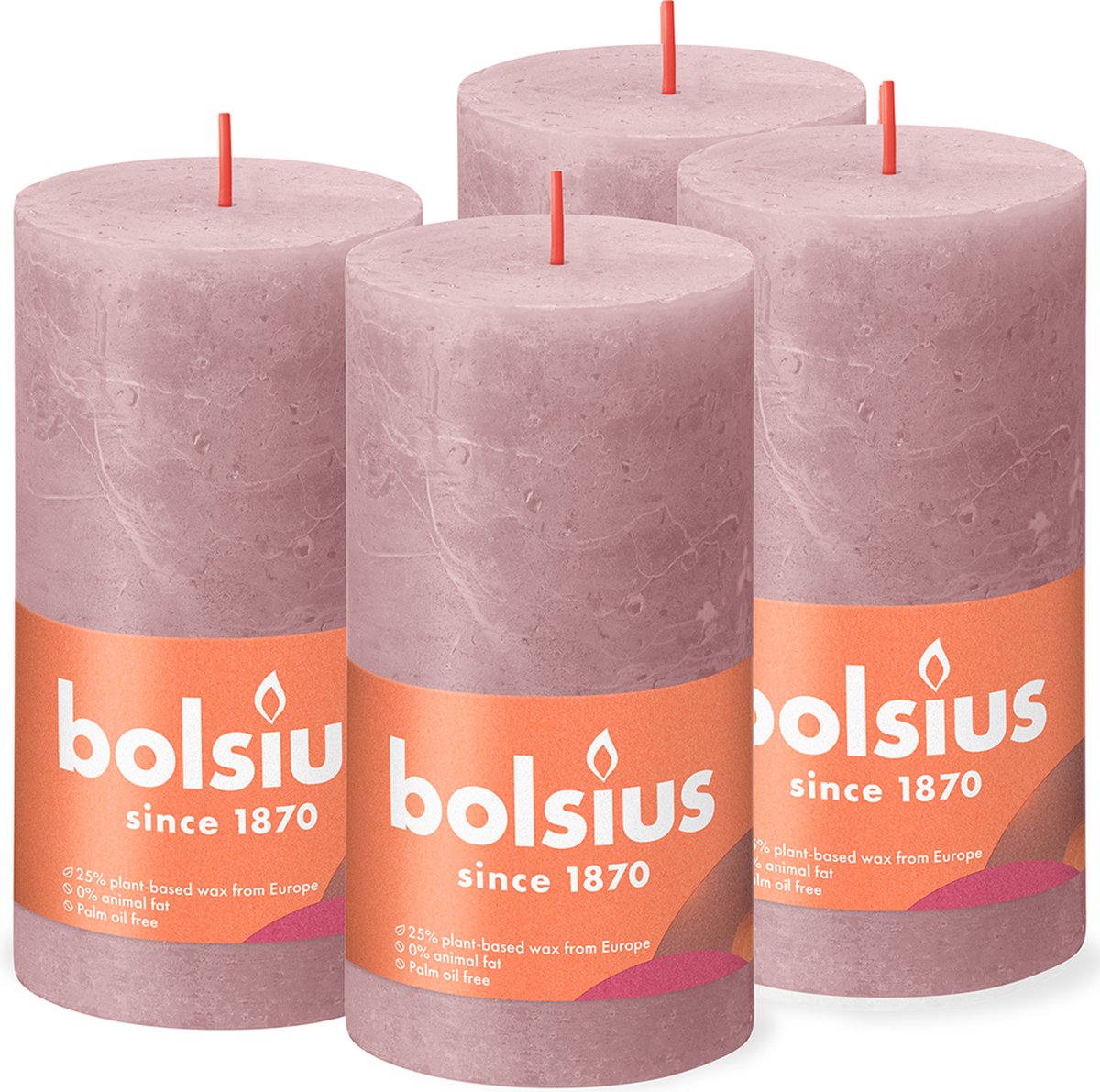 Bolsius Stompkaarsen Shine 6 St Rustiek 130x68 Mm Ash Rose - Roze