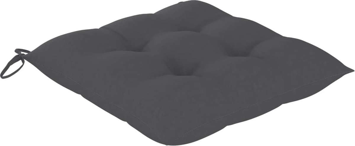 Vidaxl Eetkamerstoelen 2 St Met Antracietkleurige Kussens Massief Teakhout - Grijs