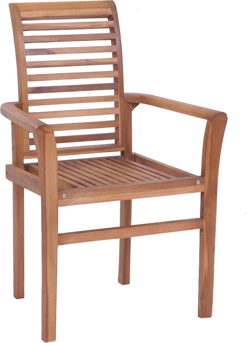Vidaxl Eetkamerstoelen 2 St Met Crèmewitte Kussens Massief Teakhout