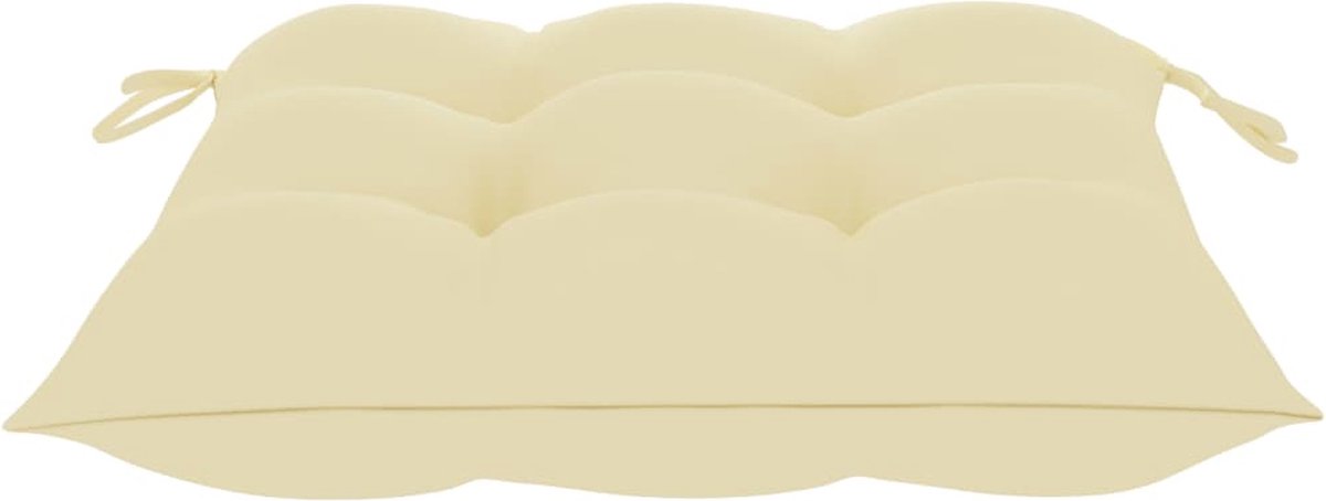 Vidaxl Eetkamerstoelen 2 St Met Crèmewitte Kussens Massief Teakhout
