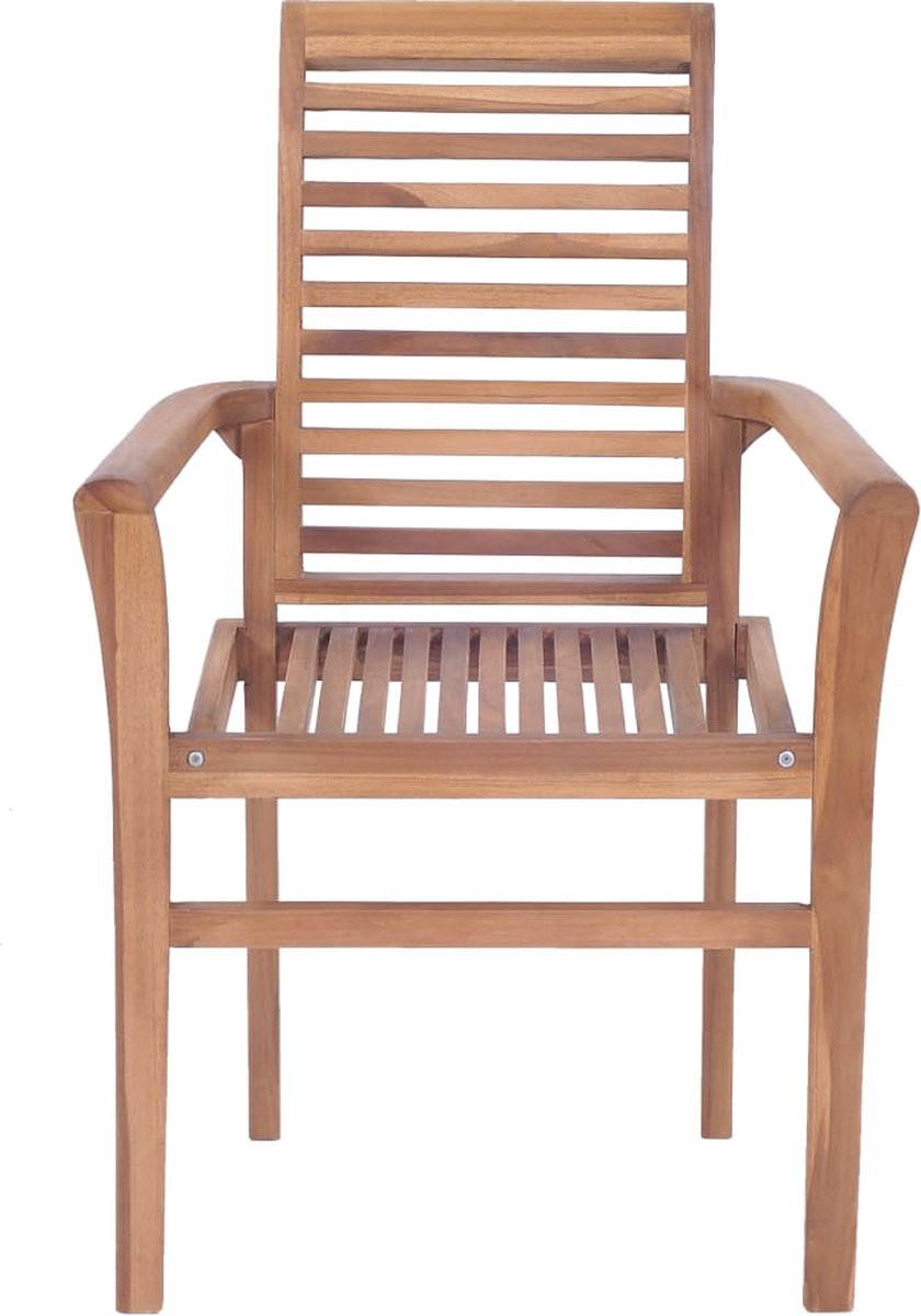 Vidaxl Eetkamerstoelen 2 St Met Crèmewitte Kussens Massief Teakhout