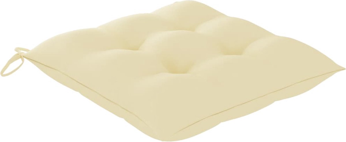 Vidaxl Eetkamerstoelen 2 St Met Crèmewitte Kussens Massief Teakhout