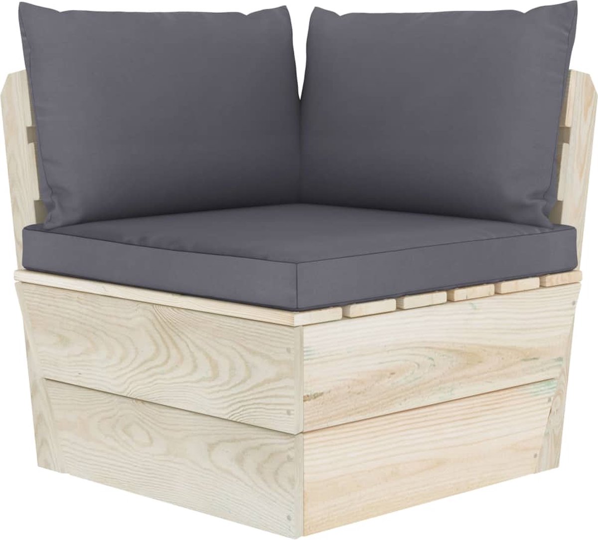 Vidaxl Tuinhoekbank Met Kussens Pallet Geïmpregneerd Vurenhout - Grijs