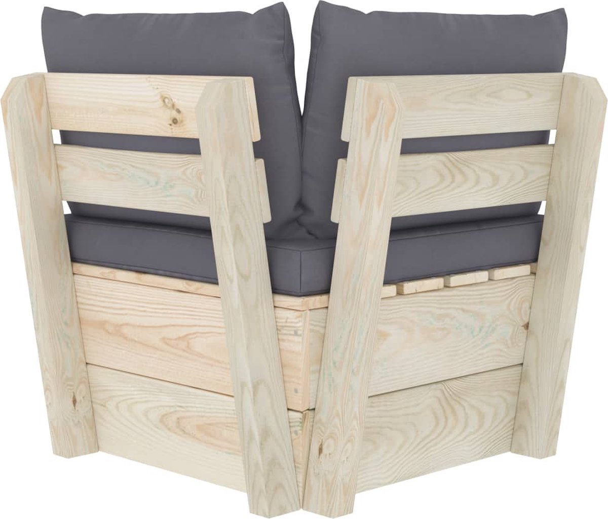 Vidaxl Tuinhoekbank Met Kussens Pallet Geïmpregneerd Vurenhout - Grijs