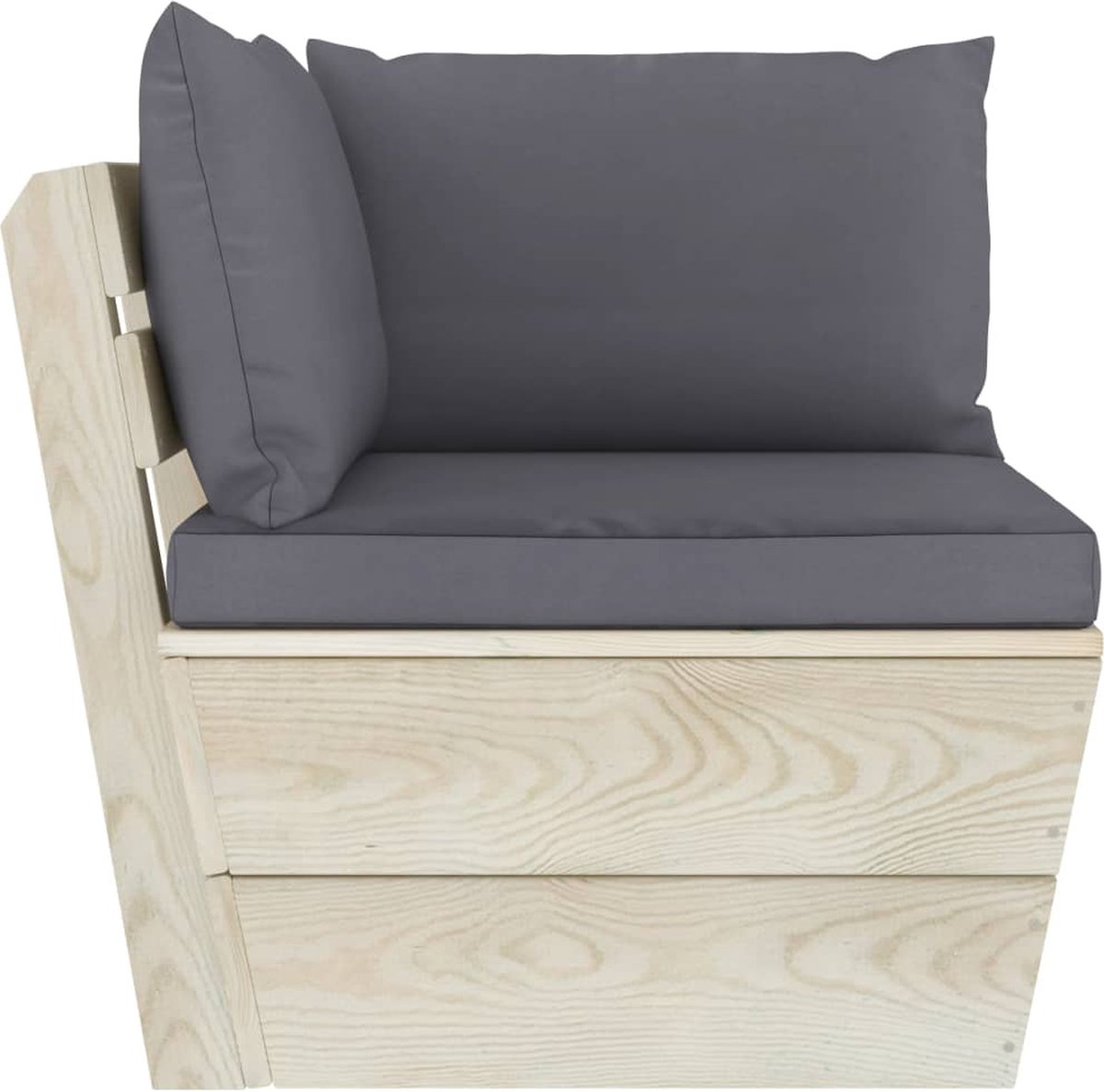 Vidaxl Tuinhoekbank Met Kussens Pallet Geïmpregneerd Vurenhout - Grijs