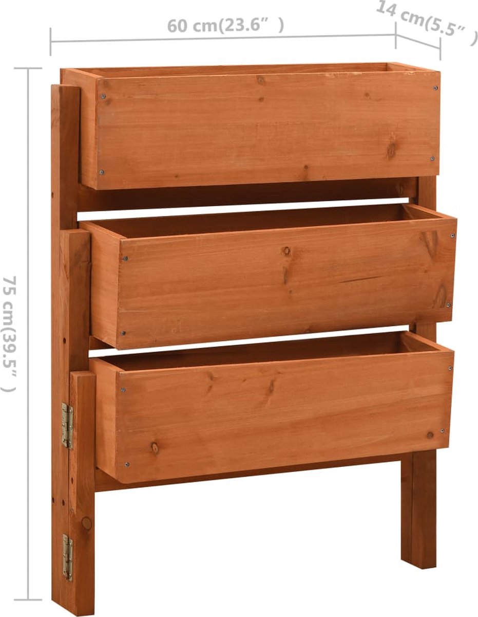 Vidaxl Plantenbak Inklapbaar 60x14x75 Cm Massief Vurenhout - Oranje