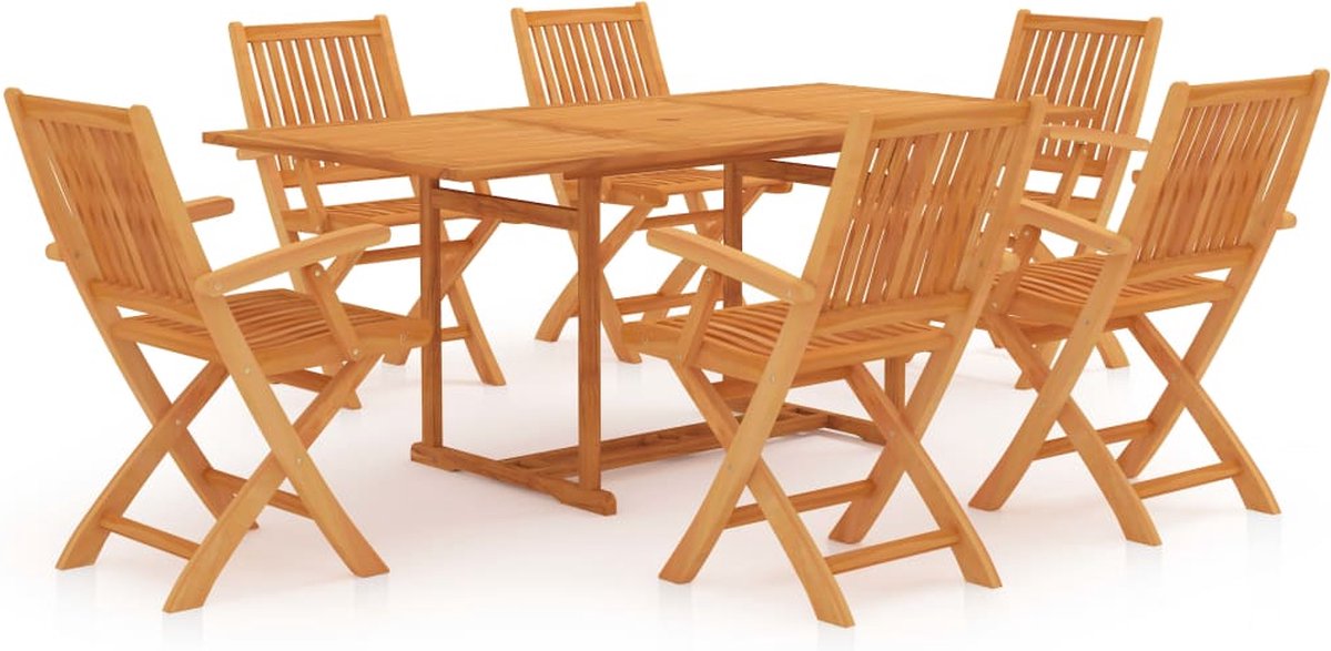 Vidaxl 7-delige Tuinset Massief Teakhout - Bruin