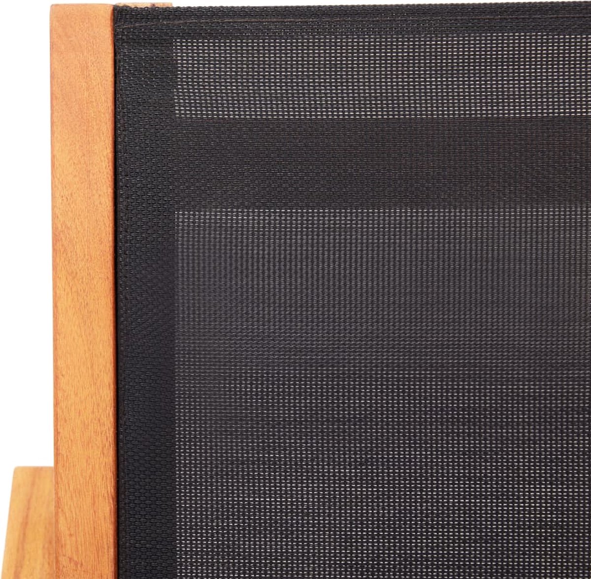 Vidaxl Tuinstoel Met Voetensteun Massief Eucalyptushout En Textileen - Zwart