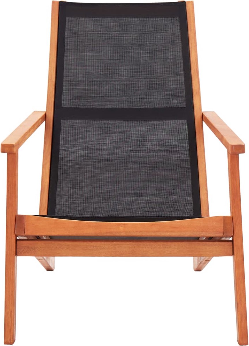 Vidaxl Loungestoel Massief Eucalyptushout En Textileen - Zwart