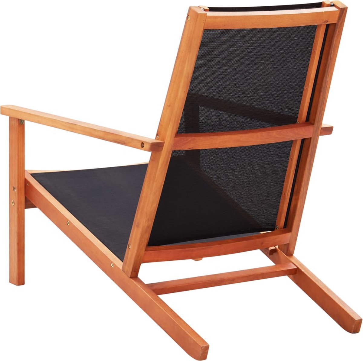 Vidaxl Loungestoel Massief Eucalyptushout En Textileen - Zwart