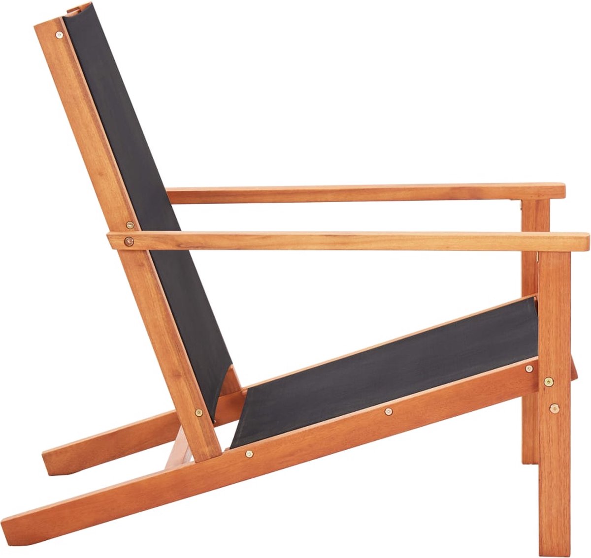 Vidaxl Loungestoel Massief Eucalyptushout En Textileen - Zwart