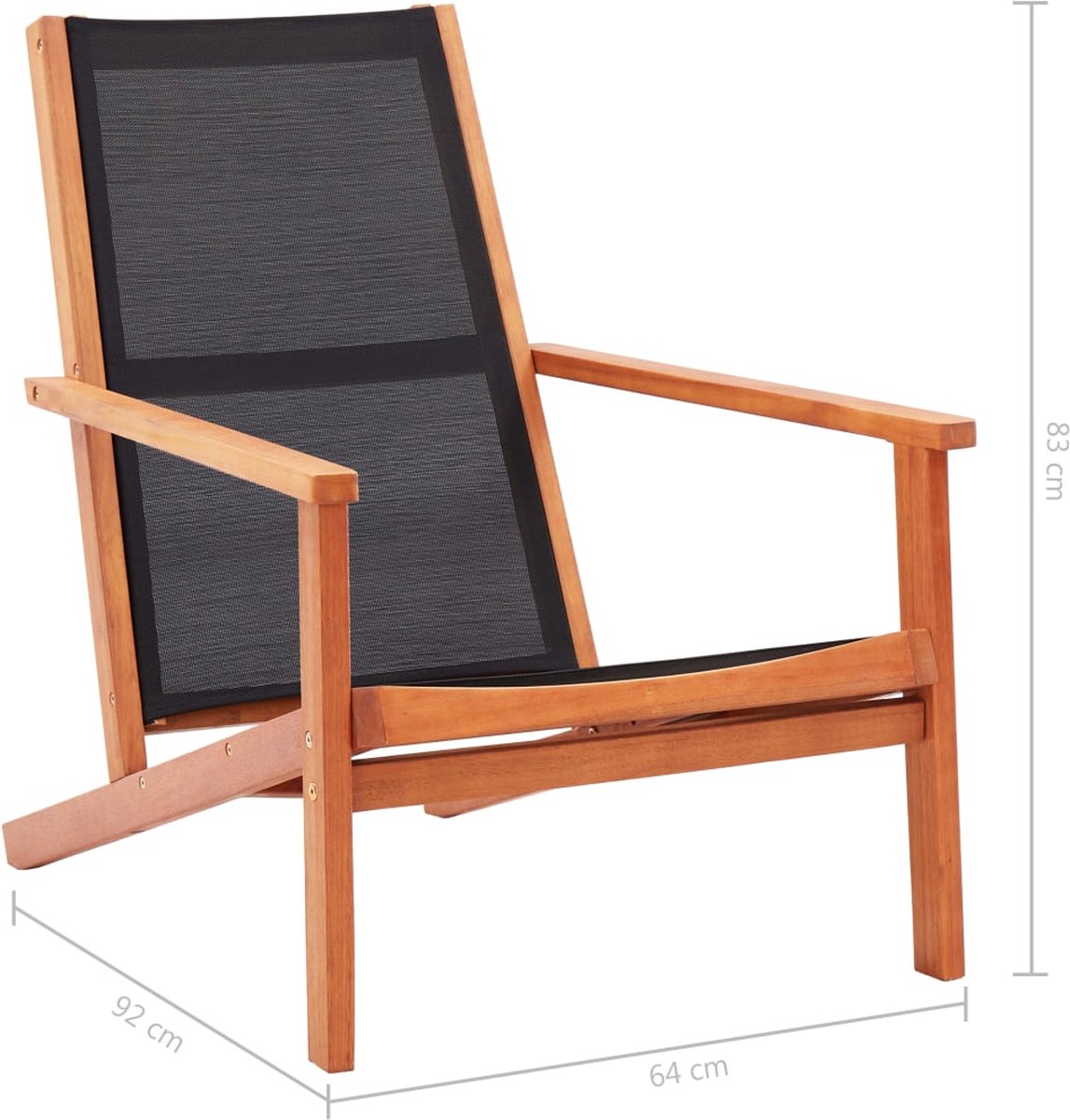 Vidaxl Loungestoel Massief Eucalyptushout En Textileen - Zwart