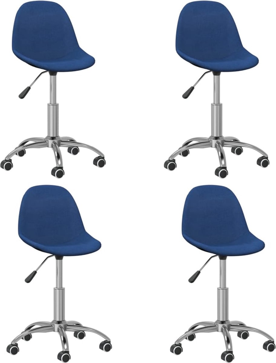 Vidaxl Eetkamerstoelen Draaibaar 4 St Stof - Blauw