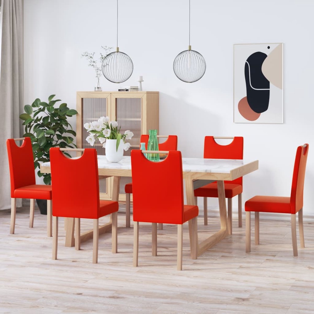 Vidaxl Eetkamerstoelen 6 St Kunstleer - Rood