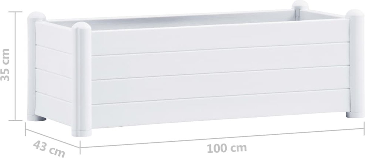 Vidaxl Plantenbak Verhoogd 100x43x35 Cm Pp - Wit