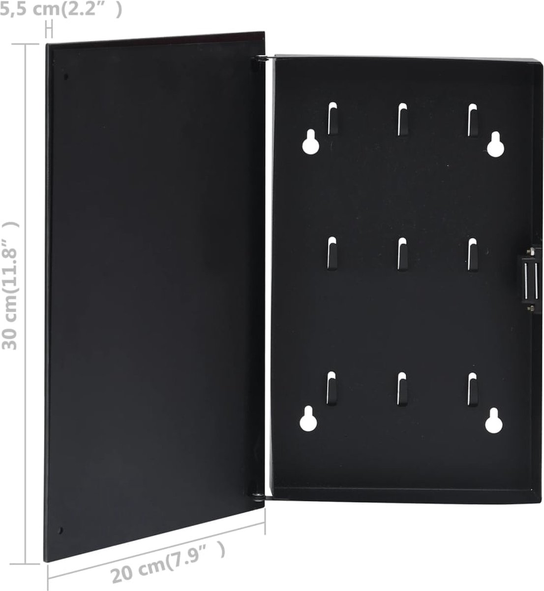 Vidaxl Sleutelkast Met Magneetbord 30x20x5,5 Cm - Zwart