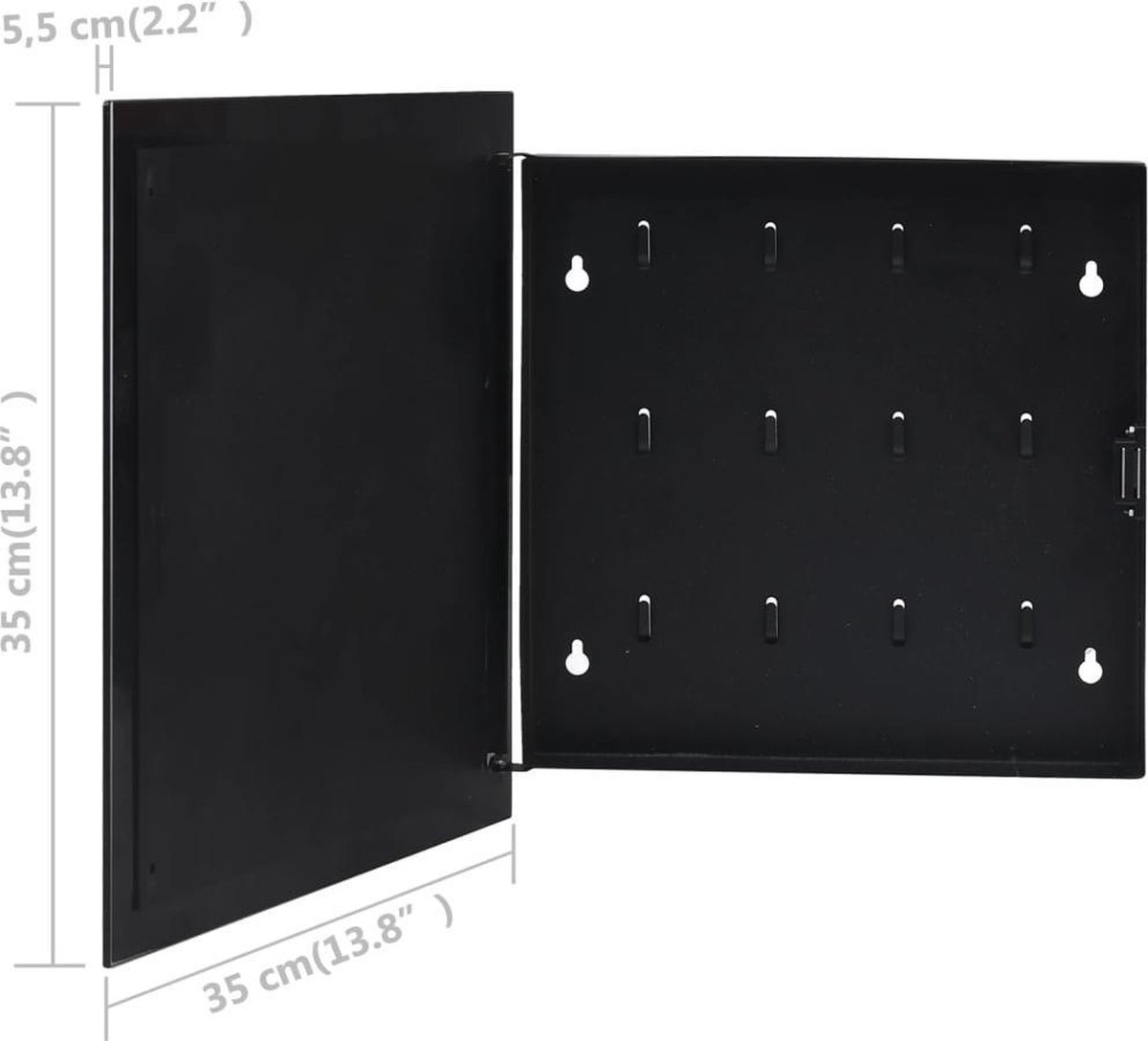 Vidaxl Sleutelkast Met Magneetbord 35x35x5,5 Cm - Zwart