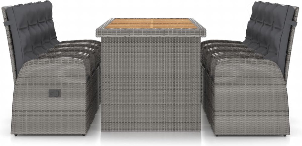 Vidaxl 9-delige Tuinset Met Kussens Poly Rattan - Grijs