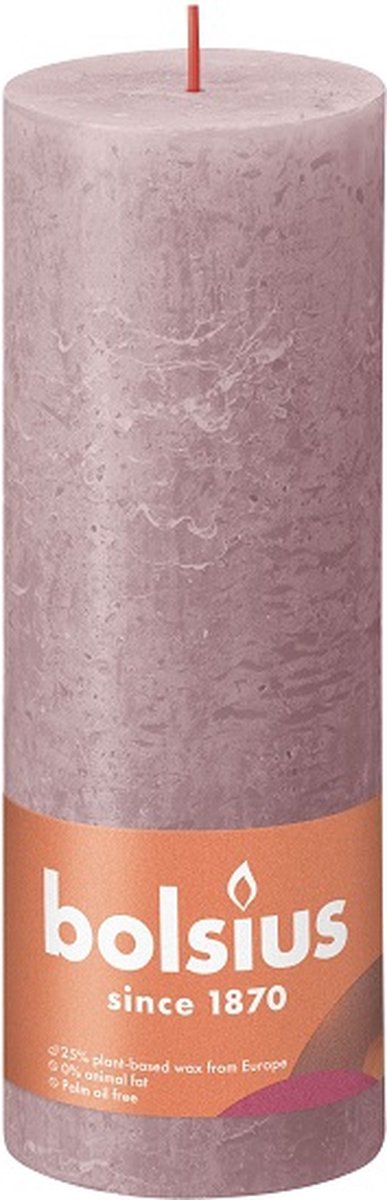 Bolsius Stompkaarsen Shine 6 St Rustiek 190x68 Mm Ash Rose - Roze